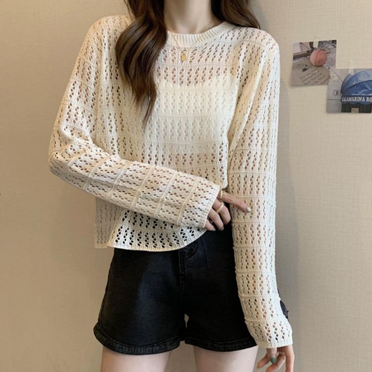 サマーニット ニットブラウス レディース 長袖 重ね着 透け感 春夏秋 キャミソール付き 2点セット ニットプルオーバー トップス ニット プルオーバー ニットトップス おしゃれ カジュアル 大きいサイズ 無地 シンプル 可愛い 送料無料