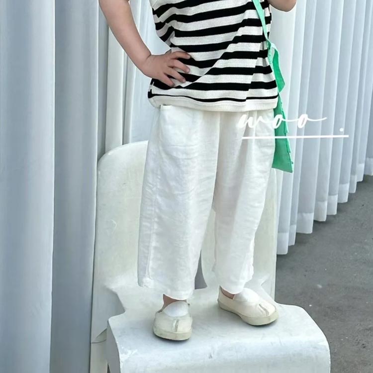 長ズボン 男の子 女の子 子供パンツ 10分丈 ロングパンツ 綿麻 カジュアルパンツ ...
