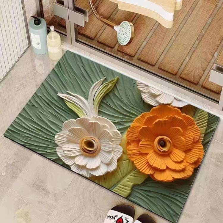 玄関マット 40cm*60cm 花柄 おしゃれ 屋外 エントランスマット 泥落とし 北欧 バスマット ラグ 玄関 マット 屋外 室内 長方形 速乾 厚手 洗える インテリア エントランス おしゃれ ベランダ キッチン リビング 2