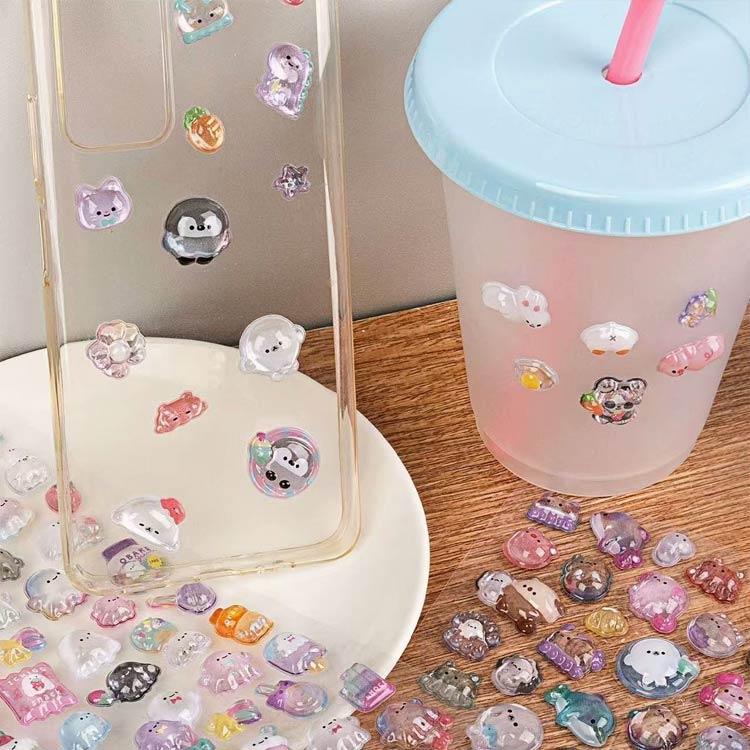 10枚セット シール ぷくぷくシール ご褒美シール 可愛い 立体シール ぷっくり 装飾用 ごほうびシール DIY用 手帳 ステッカー アルバム スマホケース飾り キラキラ 子供 デコシール 幼児用3Dシール 手帳ご褒美シール 日記シール 送料無料のサムネイル