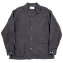 yzWORKERS([J[Y)`Open Collar Shirt, Black Linen`