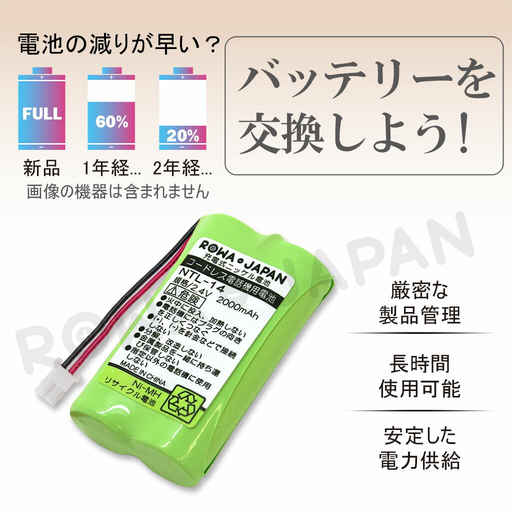 【2個セット】パナソニック対応 HHR-T315 / BK-T315 コードレス子機用 互換充電池 ニッケル水素電池 3