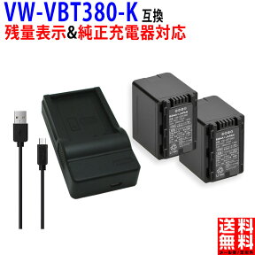 【USB充電器と電池2個】パナソニック対応 VW-VBT380-K 互換 ビデオカメラ バッテリー