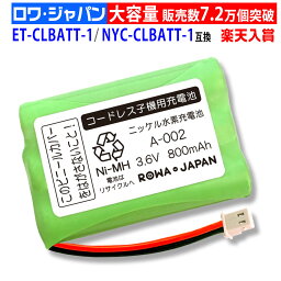 日立対応 ET-CLBATT-1 / ナカヨ対応 NYC-CLBATT-1対応 コードレス子機用 互換充電池 ニッケル水素電池