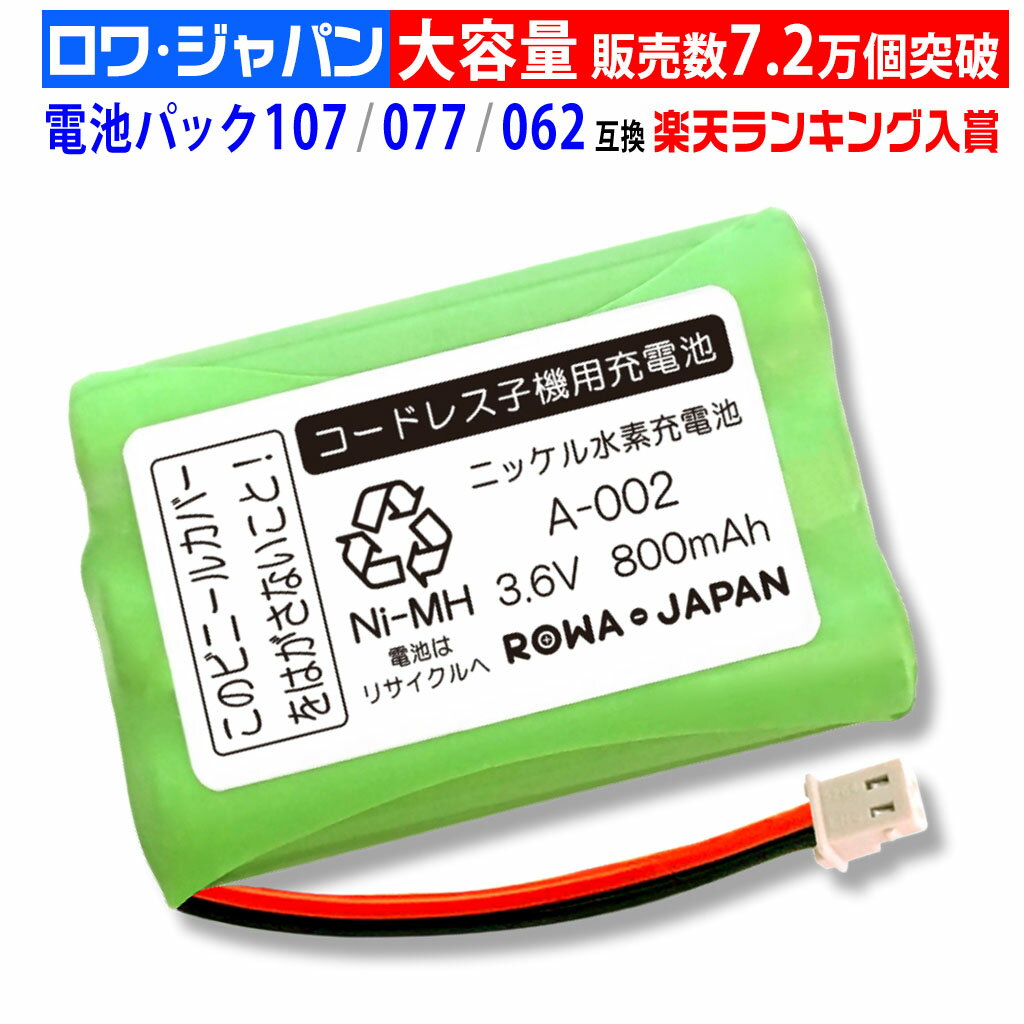 PANASONIC対応 BK-T401 BK-T402 HHR-T401 HHR-T402 NTT西日本対応 電池パック-062 / 077 / 098 コードレス子機用 互換充電池 ニッケル水素電池