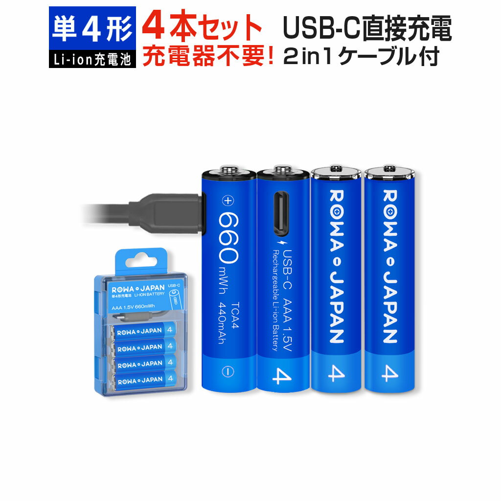 USB-C^[dr AAA P4` `ECI [dr 4{Zbg USB Type-C ڏ[d P[Xt 1.5V 660mWh 1000gp\ Wpy[dsvz