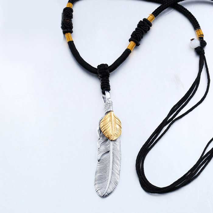 【送料無料】 ネックレス ステンレス メンズ ペンダント フェザー 羽根 鳥 羽 羽毛 アンティーク シンプル ユニセックス ペア プレゼント 316Lステンレス チョーカー カッコイイ ロック パンクファッション V系 ヒップホップ 革紐 ハンドメイド インディアンジュエリー