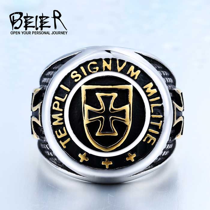 【送料無料】 リング 指輪 メンズ ステンレス テンプル騎士団 クロス 十字架 二色展開 おしゃれなデザインリング ロック 316Lサージカルステンレス 金属ア...