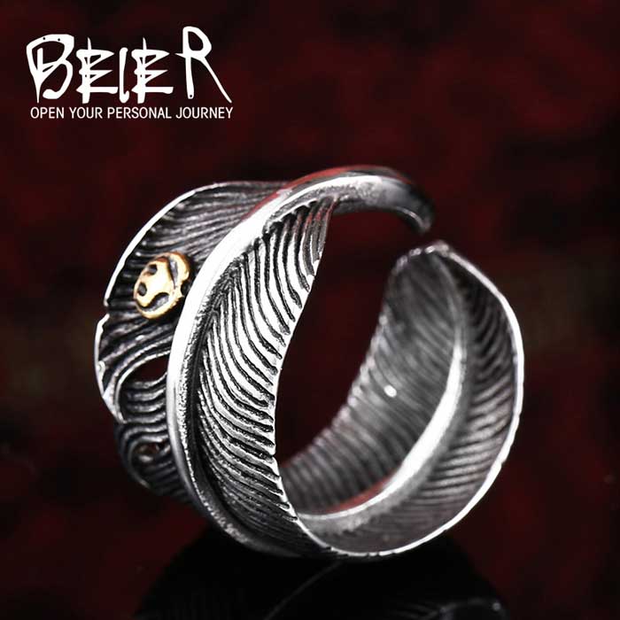 【送料無料】 リング 指輪 メンズ ステンレス 鳥 羽根 サージカルステンレス ステンレスリング 大きめ 羽 フェザー ユニセックス 派手 プレゼント ギフト ...