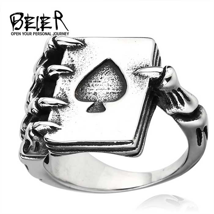 【送料無料】 リング 指輪 メンズ ステンレス トランプ モンスター サージカルステンレス 怪獣 手 細身 ユニーク プレゼント ユニセックス V系 お兄 お兄系 パンク ロック