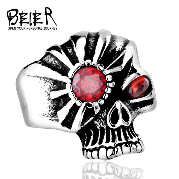 【送料無料】 リング 指輪 メンズ ステンレス アイパッチ 眼帯 スカル 髑髏 ドクロ ガイコツ ストーン ..