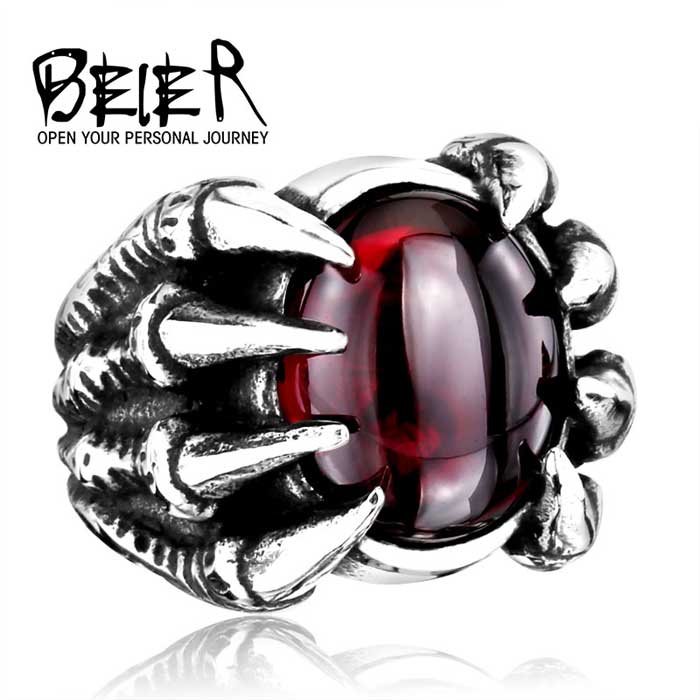 【送料無料】 リング 指輪 メンズ ステンレス ビックストーンハンドリング サージカルステンレス 大きめ ストーン 手 モンスター アクセサリー プレゼント