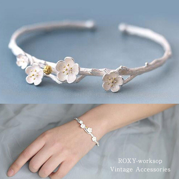 【送料無料】 桜 ブレスレット バングル 花 サクラ さくら プレゼント ギフト ガーリー 可愛い スチームパンク パーティ ハロウィン イベント 春 入学祝 ...