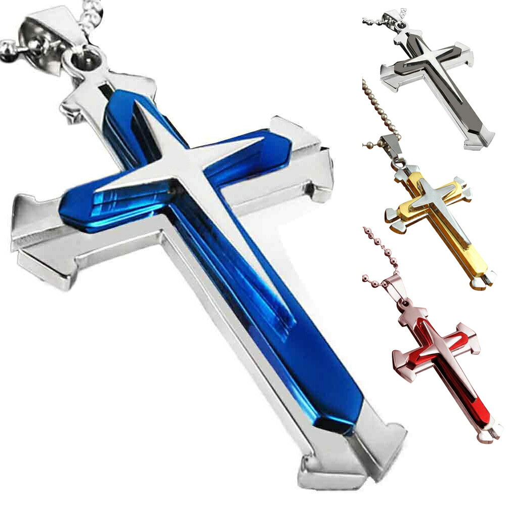 【送料無料】 ネックレス クロス 十字架 スタイリッシュ メンズ レディース ユニセック 女 男 ステンレス スチール ペンダント ギフト ペア ジュエリー チョーカー V系 お兄系