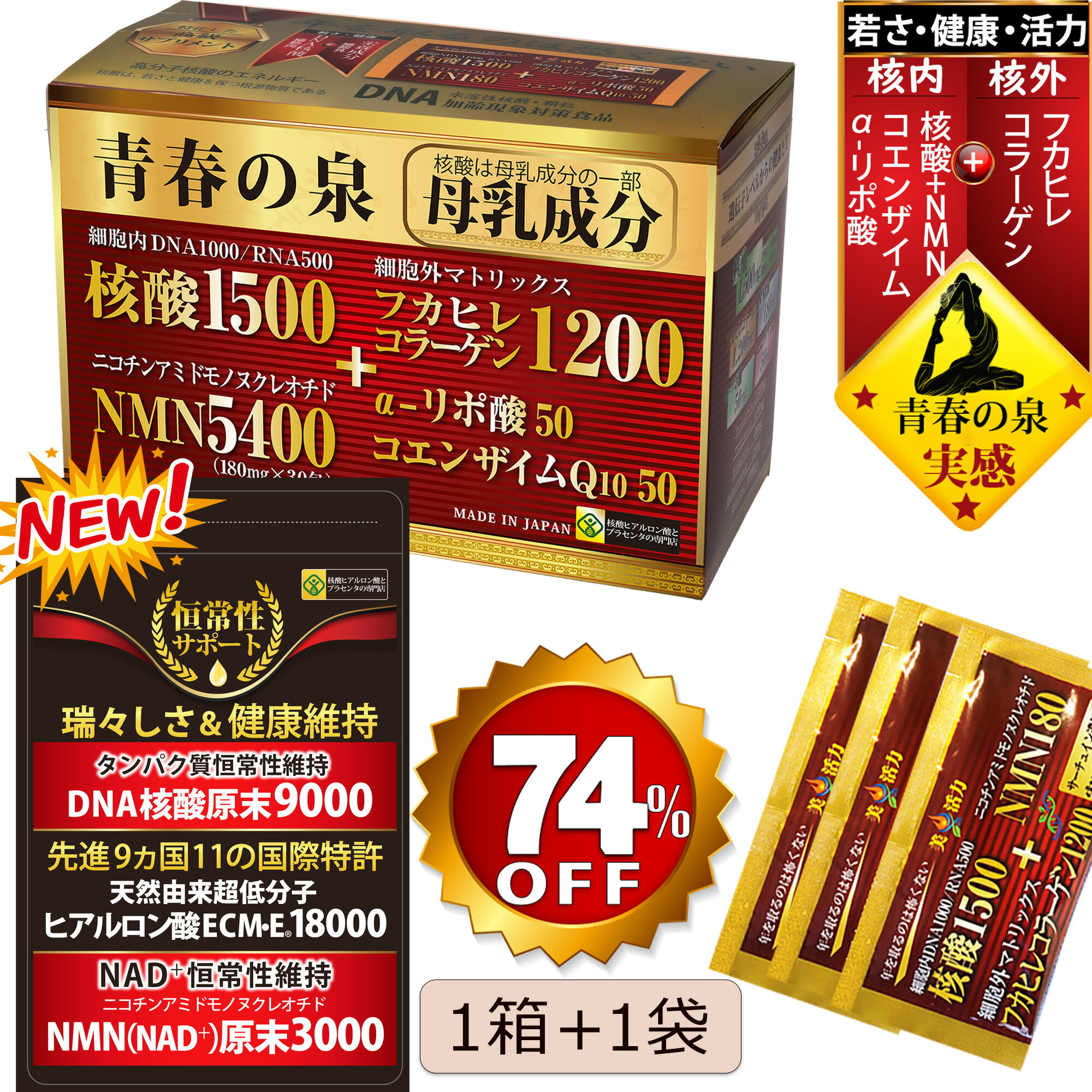 (極)卸価格5個の青春の泉wパワー(89,400mg）【核酸】【核酸 松永博士】【核酸サプリ】【核酸1500】【核酸ドリンク】【核酸 ドリンク フ..