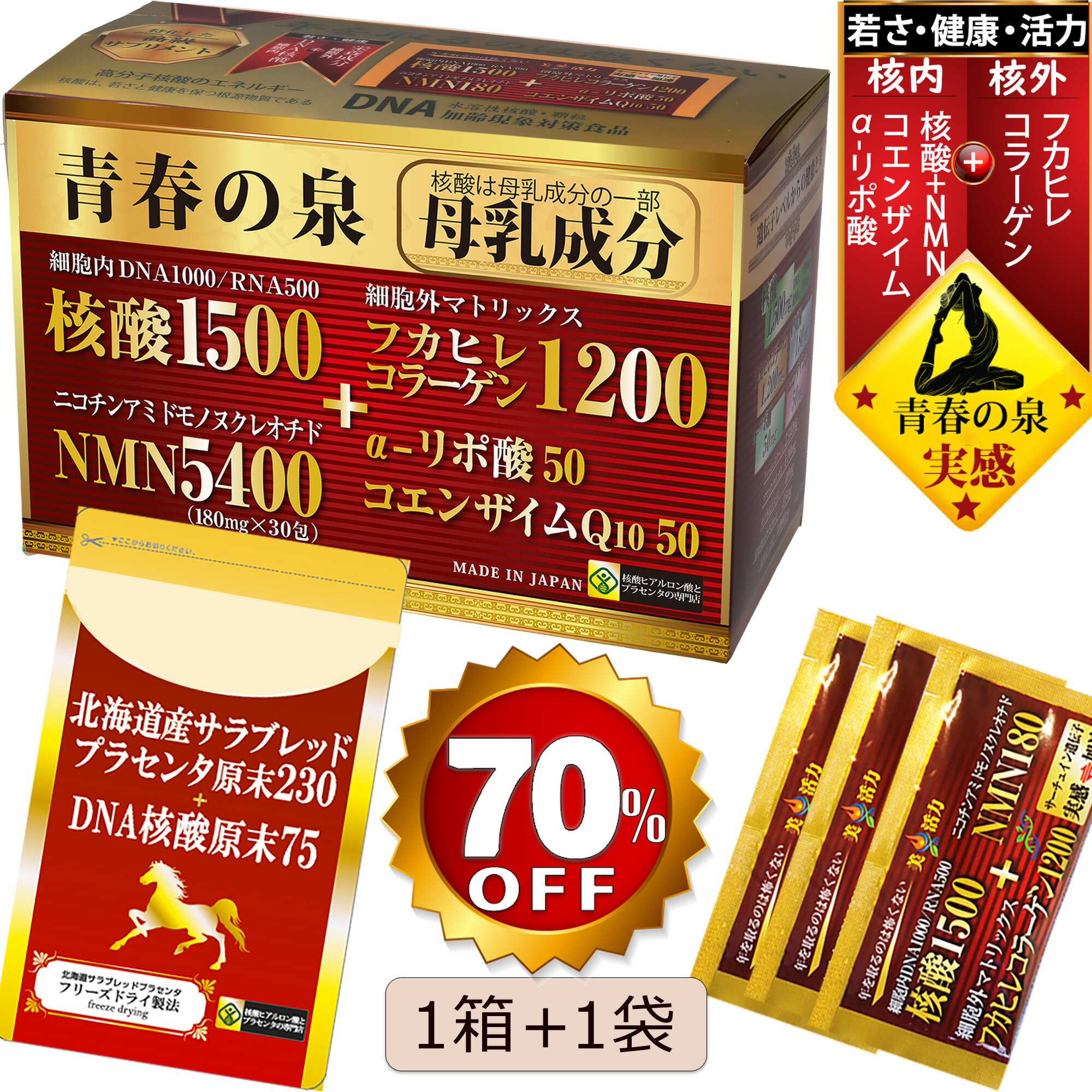 (極)卸価格5個の青春の泉wパワー(89,400mg）【核酸】【核酸 松永博士】【核酸サプリ】【核酸1500】【核酸ドリンク】【核酸 ドリンク フォー デイズ】【核酸効果】【脳内 核酸】【NMN】【NMN サプリ】【ヒアルロン酸】【ヒアルロン酸 サプリ】【Q10】【プラセンタ】