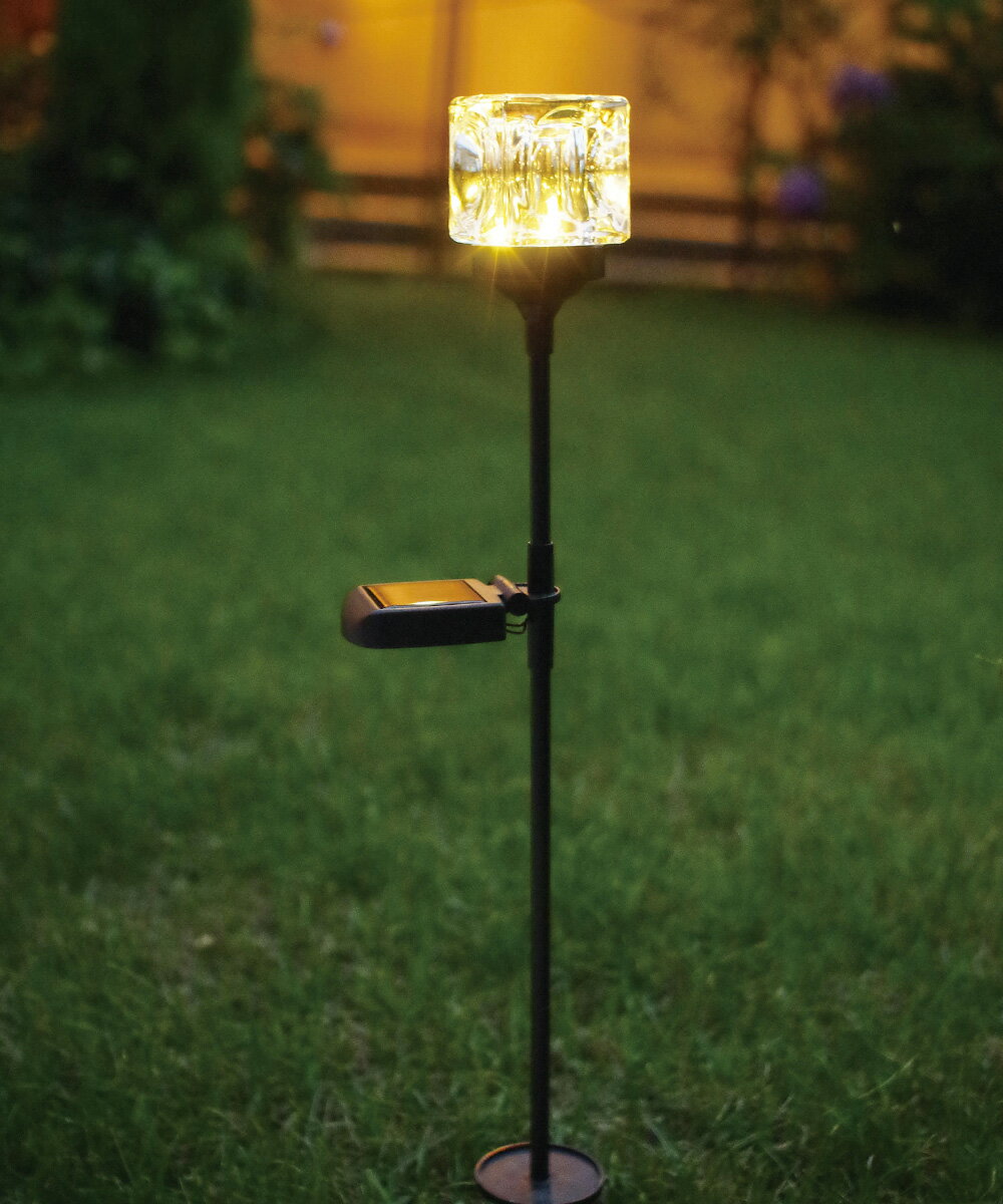 ガーデンライト キューブスティック 2個セット ソーラー ソーラー充電 屋外 LED キシマ | キューブガラス ソーラーガーデンライト ガーデン ライト LEDライト ガーデニング 防水 明るい おしゃれ 太陽光発電 ソーラー充電式 夜間自動点灯 外灯 屋外用 照明 玄関 防犯 防災