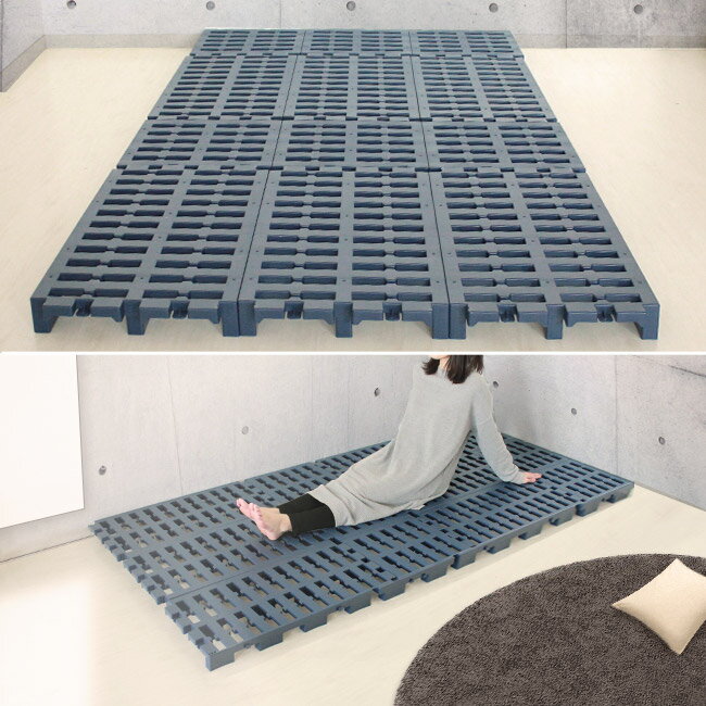 ジョイント式 パレットベッド シングル ネイビー | すのこベッド パレット ベッド すのこ プラスチック DIY シングルベッド スノコ 湿気 軽量 ベット ローベッド ベッドフレーム ソファ 低いベッド 押入れ クローゼット 布団収納 布団 収納 プラすのこ 湿気対策 ローソファ