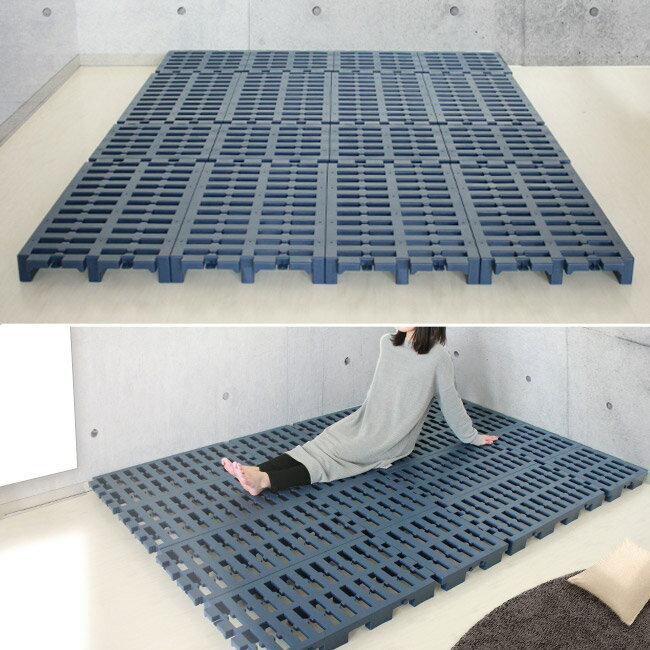 ジョイント式 パレットベッド ダブル ネイビー | すのこベッド パレット ベッド すのこ プラスチック DIY スノコ 湿気 ダブルベッド 軽量 ベット ローベッド ベッドフレーム ソファ 低いベッド 押入れ クローゼット 布団収納 布団 収納 プラすのこ 湿気対策 ローソファ
