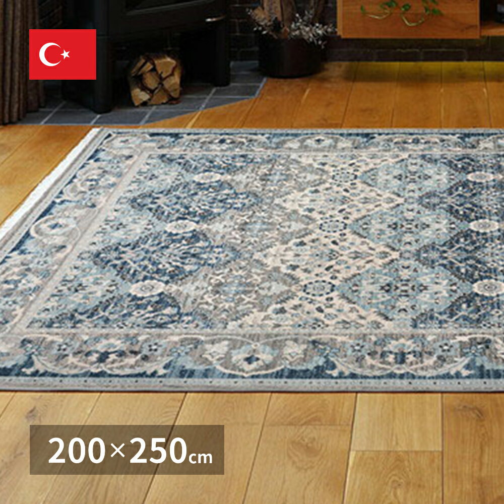 手織り 絨毯風 折りたためる ウィルトンラグ グレイス 200×250 RAKKAS トルコ製 萩原 | 折りたためる ..