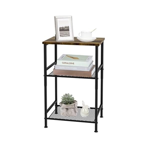 サイドテーブル ミニテーブル ベッドテーブル ナイトテーブル 2段 収納棚 コーヒーテーブル 木目調 お..