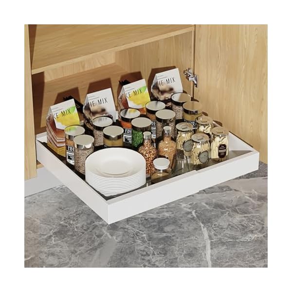 シンク下収納 スライドラック 引き出し キッチン収納 金属製 観音開き扉 洗面台下 流し台下収納 スライ..