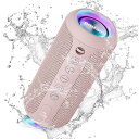 Bluetooth スピーカー 防水IPX7 ワイヤレススピーカー お風呂適用 LEDライト付き 30時間連続再生 24W出力 小型 重低音 ポータブルスピーカー 2台ペアリングでステレオ TFカード対応 USB充電