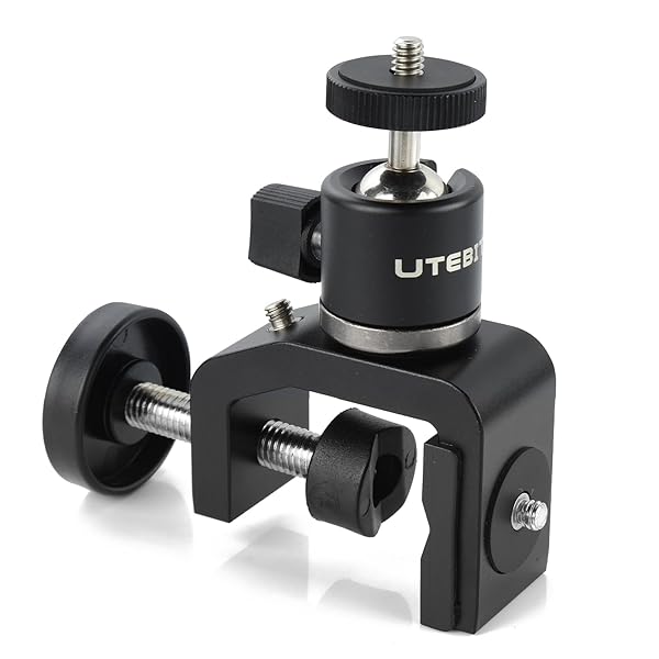 クランプ 雲台 360度 1/4ネジ 自由雲台 小型 アルカスイス 雲台 カメラクランプ 耐荷重2kg C型クランプ..