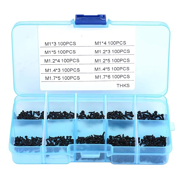 1000本セット セルフタッピングネジセット 小さなネジセット M1 M1.2 M1.4 M1.7 フラットヘッド ステンレス製 収納ボックス付き 時計 メガネ...