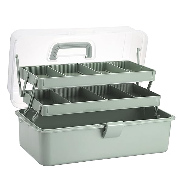 大容量ツールボックス 収納ボックス 三段折りたたみ 収納箱 多機能 調整可能な間隔 雑貨収納ボックス ..
