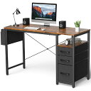 ゲーミングデスク 引き出し パソコンデスク ゲームデスク PC desk 作業机 ワークデスク オフィスデスク 勉強机 取立簡単 (ブラウン, 幅120cm)