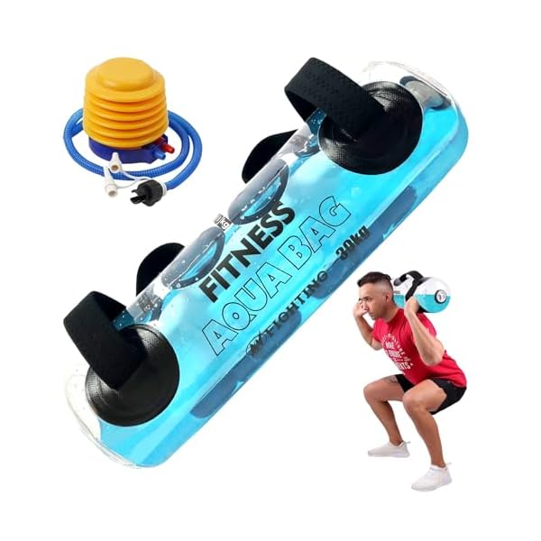 ウォーターバッグ トレーニング器具 20kg/30kg 筋トレ ウォーター トレーニング 体幹 高耐久 フットポンプ付き 目盛り付きでおもり調整可能 (最大30キロ)