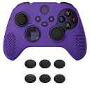 PlayVital 3D Studded版Xbox Series X/Sコントローラーに対応用アンチスリップシリコーンカバースキン、黒い親指グリップキャップ6つ付き、Xbox Coreワイヤレスコントローラ対応用ソフトラバーケースプロテクター【パープ