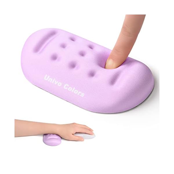 UnivoColors マウスリストレスト 手首置き 疲労低減 通気性 あり 肌に刺激なし 人間工学デザイン 柔らかい素材 ストレス解放 マッサージホール付き(ムラサキ)