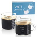 エスプレッソショットグラス 計量カップ 目盛り付きハンドル付き お酒 コーヒー ミルク 水グラス ワイングラス 厚み強化 耐熱グラス (2)