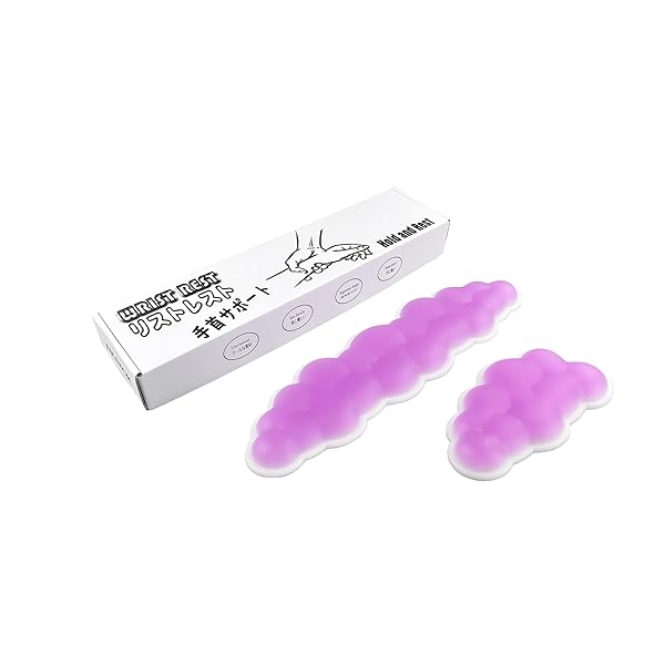 ゲル 手首クッション キーボードとマウス 冷却 柔らかい リストレスト お手入れ簡単 汗染みなし (紫)