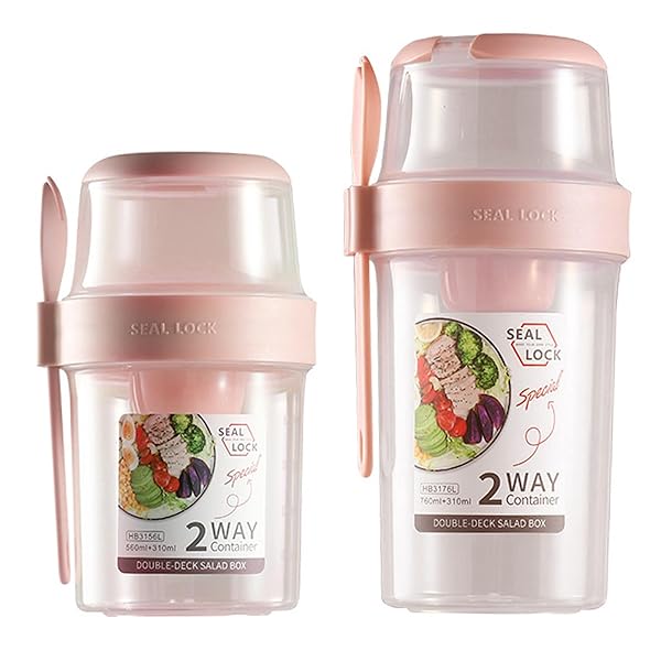 【送料無料】弁当箱サラダカッ2段 ランチボッ 分別できるドレッシング フォーク付きのサラダ容器 ソー..