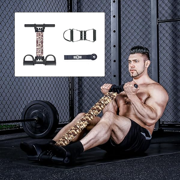 【送料無料】調節可能で多機能な筋トレチューブ - トレーニングバンドとゴムチューブで効果的な筋トレをサポート、ハンドル付きで快適なチューブトレーニング (茶色 - 265LB)