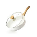 【送料無料】深型フライパン 26cm 蓋付き マーブルコート IH/ガス火対応 炒め鍋 焦げ付きにくい お手入れ簡単 中華鍋 こびりつきにくい 高熱効率 一年 ...
