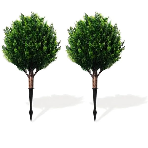 【送料無料】人工観葉植物 2個セット 高さ60cm 人工ヒノキ シダーボール フェイクシダーツリー シミュレーション 低木 植物 光触媒 造花 フェイク鉢植え お手入れ簡単、水やり不要、害虫なし ベランダ、庭、室内、屋外、オフィス、舗道に最適