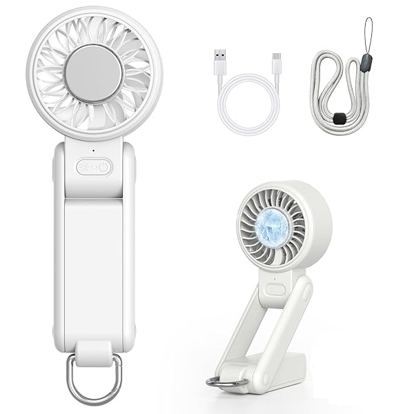 【送料無料】【2025年発売新モデルハンディファン・180°無段階調節】ハンディファン 冷却 ハンディ扇風機 冷却プレート 4WAY(卓上?手持ち?首掛け?カラビナ付き) 小型 携帯扇風機 冷感 手持ち扇風機 爆風 4段階風量調整 180°無段階調節