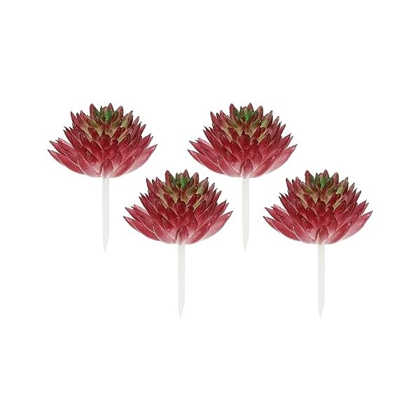 【送料無料】ミニ人工多肉植物 4パック鉢なしフェイク多肉植物ピック 家の風景装飾用フェイク多肉植物 バーガンディ緑