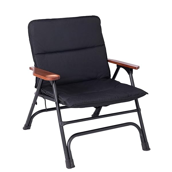 【送料無料】リビングルーム、アウトドア、ベランダ椅子、ガーデン、庭用、おしゃれ、一人用ソファ、室内屋外兼用折りたたみチェア（キャンプ・釣り・バーベキュー用・耐荷重150kg・軽量5.75kg・アルミ合金・天然木アームレスト）Lightweight,