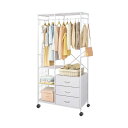 【送料無料】ハンガーラック 引き出し付き 大容量 ワードローブ 頑丈 棚板可動式 キャスター付き 服収納ラック 幅82 x奥行き38 x 高さ169 cm