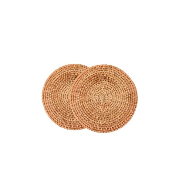 【送料無料】鍋敷き 籐編 耐熱鍋敷き 20cm 2枚セット 天然籐編 丸型 洗える断熱マット 鍋置き 滑り止め 鍋マット耐熱