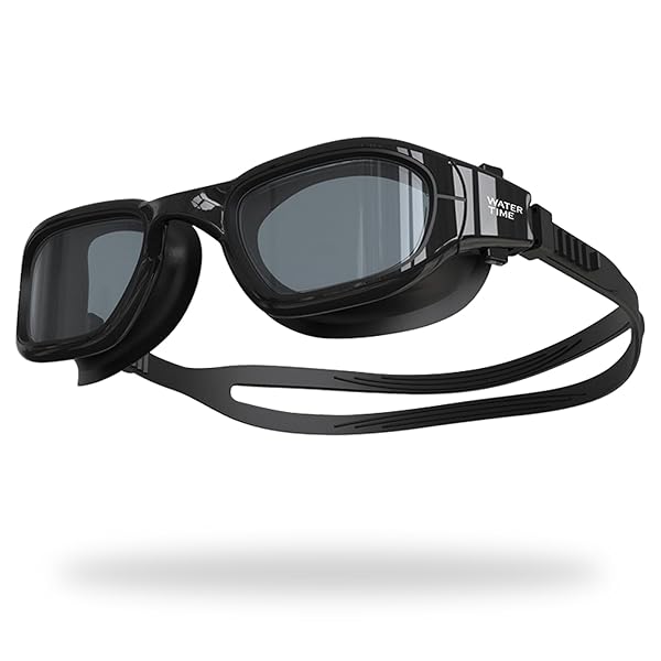 【送料無料】WATERTIME水泳ゴーグル男女兼用UV防止防水超柔軟シリコンマット室内・屋外兼用ビッグフレーム快適フィット大人用ゴーグル (ブラック)