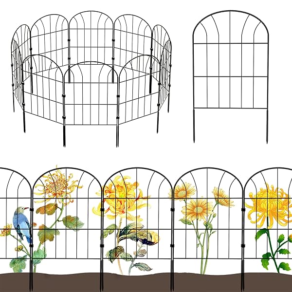 【送料無料】ガーデンフェンス アイアンフェンス 10枚セット ブラック 防錆 植物や花を保護 花壇 菜園 ..