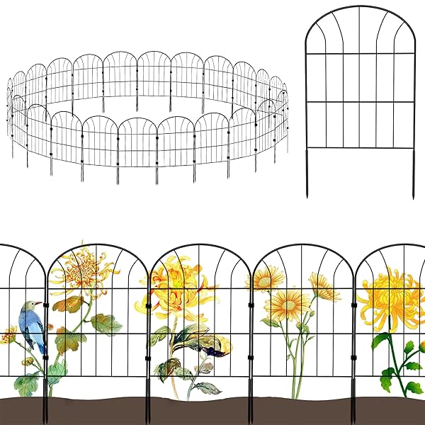 【送料無料】ガーデンフェンス 25枚セット アイアンフェンス ブラック 防錆 植物や花を保護 花壇 菜園 ..