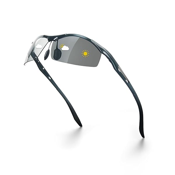 【送料無料】[H.Nest] 偏光スポーツサングラス 調光機能 偏光レンズ 紫外線カット 超軽量 アジア人向け設計 uvカット 釣り?ドライブ?野球?自転車?ランニング?登山?ゴルフ対応 (変色調光/ガンメタル色)