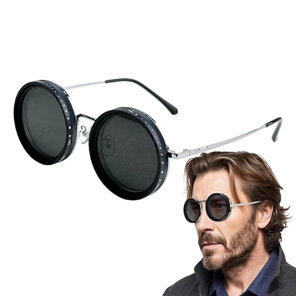 【送料無料】9段階調節可能サングラス 偏光 丸型 UV400 紫外線カット ガラスレンズ 1～9レベル 調節可能なレンズ付きグラス 男女兼用 B1332